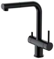 Смеситель для кухни GAPPO G4397-76 с подключением фильтра и выдвижным изливом, черный