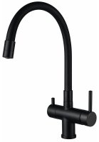 Смеситель для кухни GAPPO G4398-36 с подключением фильтра и гибким изливом, черный