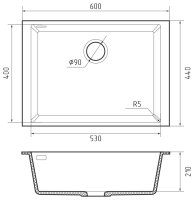 Кухонная мойка Rivelato SR-6053 Sabbia 60x44 из кварцевого композита, коричневый
