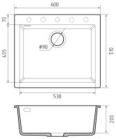 Кухонная мойка Rivelato ZN-6051 Sabbia 60x51 из кварцевого композита, коричневый