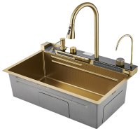 Кухонная мойка Savol S-SC001C 75x46 стальная, матовое золото