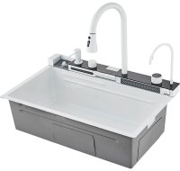 Кухонная мойка Savol S-SC001W 75x46 стальная, белый