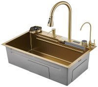 Кухонная мойка Savol S-SC002C 75x46 стальная, матовое золото