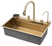 Кухонная мойка Savol S-SC003C 75x46 стальная, матовое золото