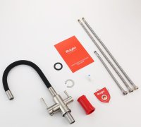 Смеситель для кухни Raglo R81 R81.64.05 с подключением фильтра и гибким изливом, сатин