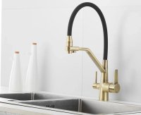 Смеситель для кухни Rose R558Q с подключением фильтра и гибким изливом, бронза