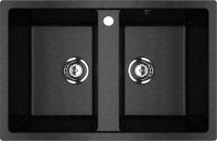 Кухонная мойка Ulgran U-608 U-608-308 77x50 из искусственного камня, черный