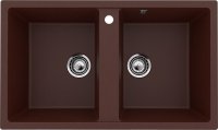 Кухонная мойка Ulgran U-708 U-708-345 86x51 из искусственного камня, коричневый