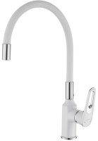 Смеситель для кухни Savol S-600606AW с гибким изливом, хром,белый