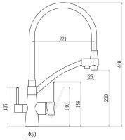 Смеситель для кухни Savol S-L1805-04 с подключением фильтра и гибким изливом, хром