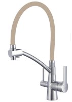 Смеситель для кухни Savol S-L1805-12 с подключением фильтра и гибким изливом, хром
