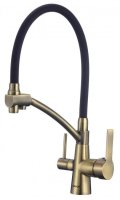 Смеситель для кухни Savol S-L1805C-01 с подключением фильтра и гибким изливом, бронза