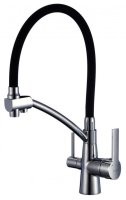 Смеситель для кухни Savol S-L1805L-01 с подключением фильтра и гибким изливом, сатин
