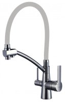 Смеситель для кухни Savol S-L1805L-04 с подключением фильтра и гибким изливом, сатин