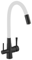 Смеситель для кухни Savol S-L1806H-02 с подключением фильтра и гибким изливом, черный