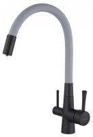 Смеситель для кухни Savol S-L1806H-04 с подключением фильтра и гибким изливом, черный