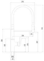 Смеситель для кухни Savol S-L1809Q-02 с подключением фильтра и гибким изливом, графит