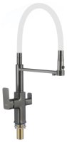 Смеситель для кухни Savol S-L1809Q-02 с подключением фильтра и гибким изливом, графит