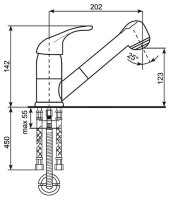 Смеситель для кухни Ulgran U-002 U-002-345 с выдвижным изливом, коричневый