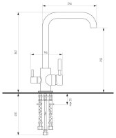 Смеситель для кухни Ulgran U-019 U-019-310 с подключением фильтра, серый
