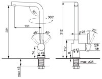 Смеситель для кухни Ulgran U-022 U-022-309, серый
