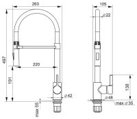 Смеситель для кухни Ulgran U-024 U-024-342 с гибким изливом, графит