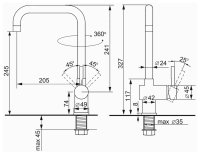 Смеситель для кухни Ulgran Uq-023 UQ-023-05, серый