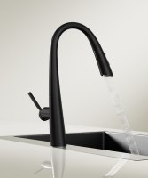 Смеситель для кухни Vincea VKF-176MB с выдвижным изливом, черный