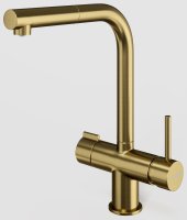 Смеситель для кухни WasserKRAFT A8987 с подключением фильтра и выдвижным изливом, золото матовое
