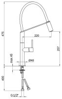 Смеситель для кухни Webert Kitchen oblique pro OB920602015 с гибким изливом, хром