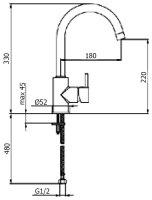 Смеситель для кухни Webert Yen YN920302723, черный/золото