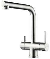 Смеситель для кухни OMOIKIRI Takamatsu-S BN 4994346 с выдвижным шлангом и подключением фильтра, нержавеющая сталь
