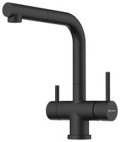 Смеситель для кухни OMOIKIRI Takamatsu-S BL 4994570 с выдвижным шлангом и подключением фильтра, черный