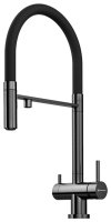 Смеситель для кухни OMOIKIRI Kanto GM-BL 4994605 с гибким изливом и подключением фильтра, вороненая сталь/черный