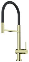 Смеситель для кухни OMOIKIRI Kanto 2 Plus-SB LG-BL 4994461 с гибким изливом и подключением фильтра, светлое золото/черный