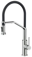 Смеситель для кухни OMOIKIRI Makkari 2 Plus-SB BN-BL 4994494 с гибким изливом и подключением фильтра, нержавеющая сталь/черный