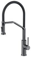 Смеситель для кухни OMOIKIRI Makkari 2 Plus-SB GM-BL 4994497 с гибким изливом и подключением фильтра, вороненая сталь/черный