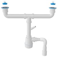 Сифон для двойной кухонной мойки Nova NV1162, белый