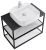 Консоль стальная со столешницей под накладную раковину подвесная Cezares Cadro 80 Nero, двухъярусная