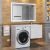 Тумба под стиральную машину с раковиной Uperwood Magenta 52490000011 110x50 подвесная, белая, с дверцами, правая