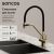 Смеситель для кухни SANCOS Dora SC4003BG с гибким изливом, брашированное золото/черный