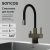 Смеситель для кухни SANCOS Arno SC4005GG с гибким изливом, вороненая сталь/черный